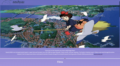 gif of Studio Ghibli project that displays films covers